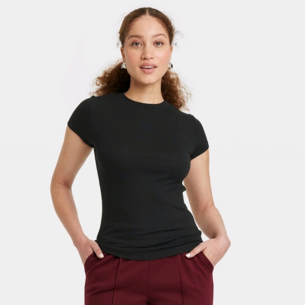 A New Day 2X Ribbed Black Tee AH-1852